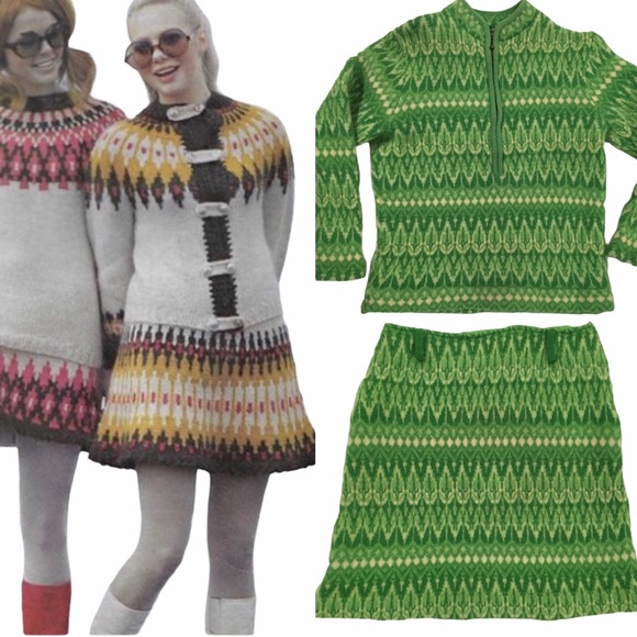 Vintage Sweaters - Vintage rare 100% wool matching sweater skirt set!